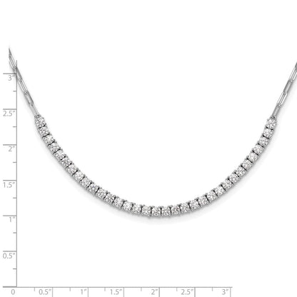 Sterlingsilber Rhodiniert Zirkonia 16 Zoll mit 2 Zoll Verlängerung. Büroklammer Glieder Halskette