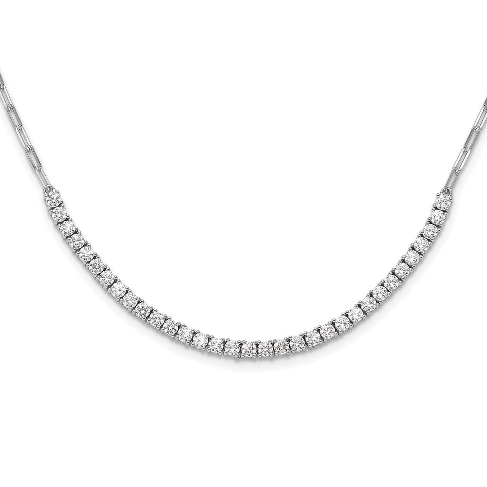 Sterlingsilber Rhodiniert Zirkonia 16 Zoll mit 2 Zoll Verlängerung. Büroklammer Glieder Halskette