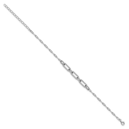 Sterlingsilber Rhodiniert Zirkonia 7 Zoll mit 2 Zoll Verlängerung. Büroklammer Armband