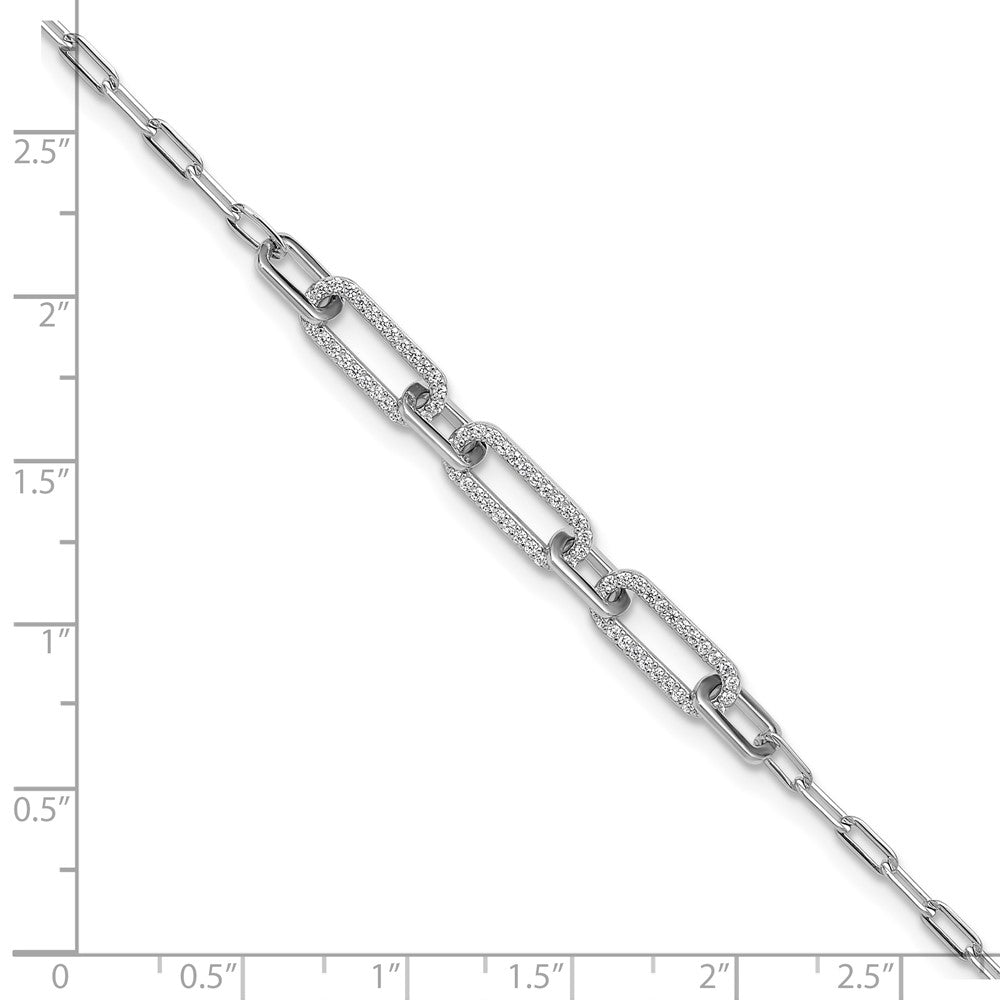 Sterlingsilber Rhodiniert Zirkonia 7 Zoll mit 2 Zoll Verlängerung. Büroklammer Armband