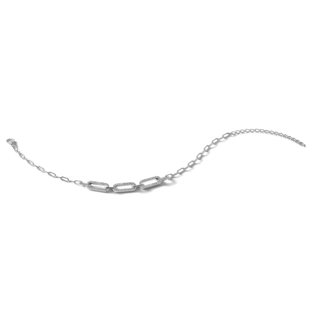 Sterlingsilber Rhodiniert Zirkonia 7 Zoll mit 2 Zoll Verlängerung. Büroklammer Armband