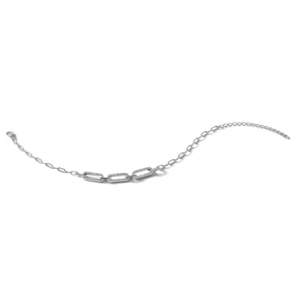 Sterlingsilber Rhodiniert Zirkonia 7 Zoll mit 2 Zoll Verlängerung. Büroklammer Armband