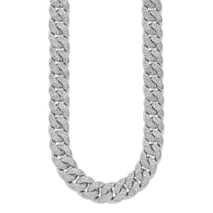 Sterlingsilber Schimmernd Sterlingsilber Rhodiniert Zirkonia 1300 Stein Panzer Glieder Halskette