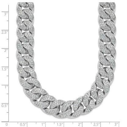 Sterlingsilber Schimmernd Sterlingsilber Rhodiniert Zirkonia 1300 Stein Panzer Glieder Halskette