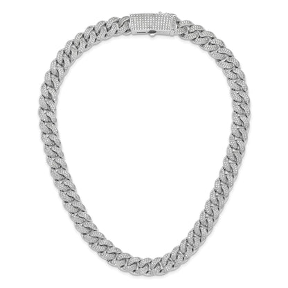 Sterlingsilber Schimmernd Sterlingsilber Rhodiniert Zirkonia 1300 Stein Panzer Glieder Halskette