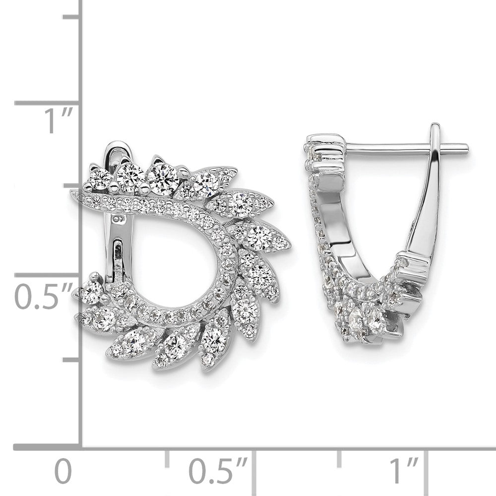 Sterlingsilber Rhodiniert Zirkonia Klappbar Stecker Blatt Ohrringe