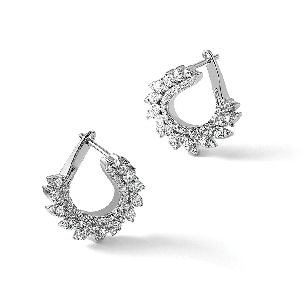 Sterlingsilber Rhodiniert Zirkonia Klappbar Stecker Blatt Ohrringe