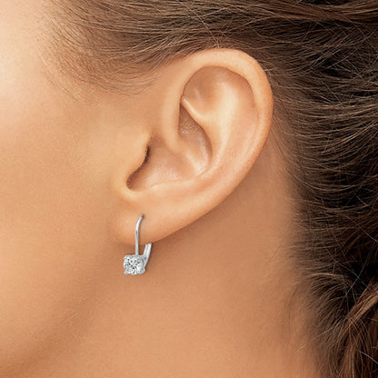 Sterlingsilber Rhodiniert 5mm Zirkonia Ohrhänger mit Brisur
