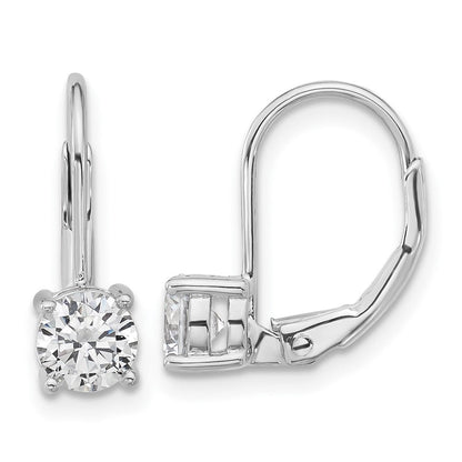 Sterlingsilber Rhodiniert 5mm Zirkonia Ohrhänger mit Brisur