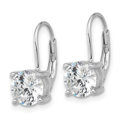 Sterlingsilber Rhodiniert 7mm Zirkonia Ohrhänger mit Brisur