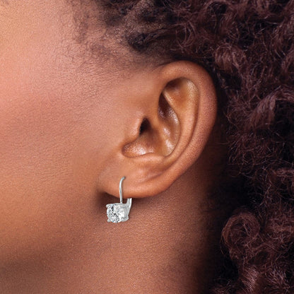 Sterlingsilber Rhodiniert 7mm Zirkonia Ohrhänger mit Brisur