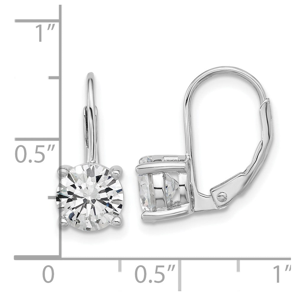 Sterlingsilber Rhodiniert 7mm Zirkonia Ohrhänger mit Brisur