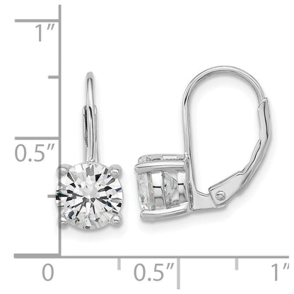 Sterlingsilber Rhodiniert 7mm Zirkonia Ohrhänger mit Brisur