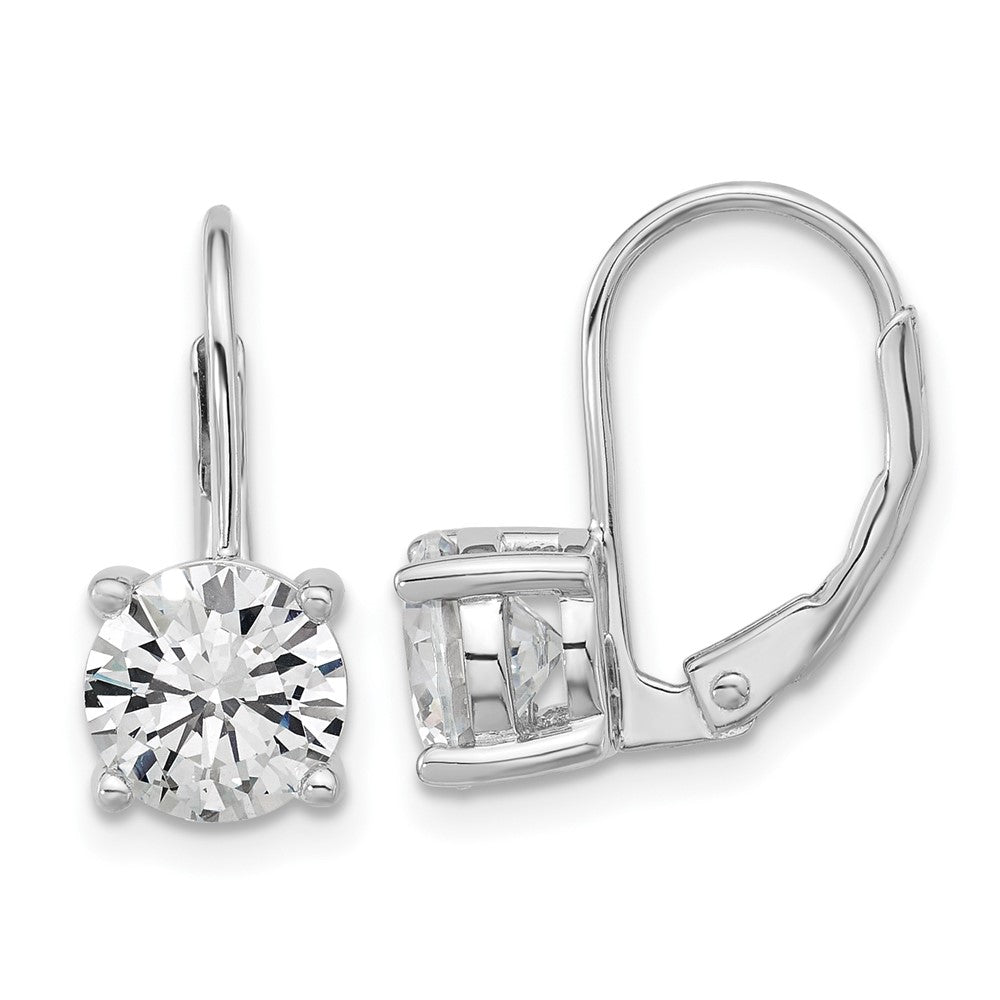 Sterlingsilber Rhodiniert 7mm Zirkonia Ohrhänger mit Brisur