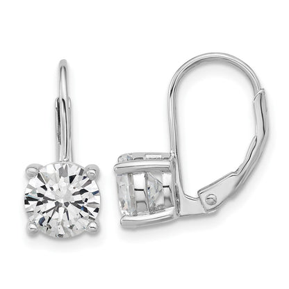 Sterlingsilber Rhodiniert 7mm Zirkonia Ohrhänger mit Brisur