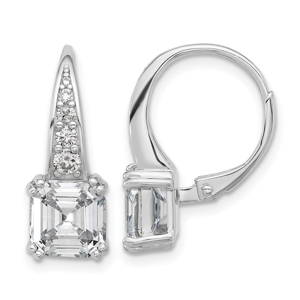 Sterlingsilber Rhodiniert Zirkonia Ohrhänger mit Brisur