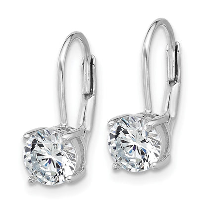 Sterlingsilber Rhodiniert 6mm Zirkonia Ohrhänger mit Brisur