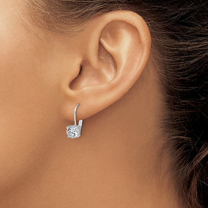 Sterlingsilber Rhodiniert 6mm Zirkonia Ohrhänger mit Brisur