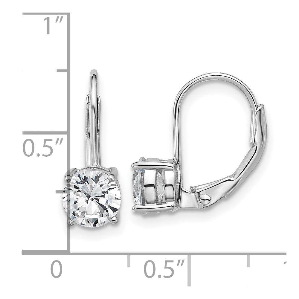 Sterlingsilber Rhodiniert 6mm Zirkonia Ohrhänger mit Brisur