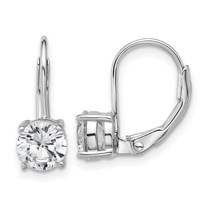 Sterlingsilber Rhodiniert 6mm Zirkonia Ohrhänger mit Brisur