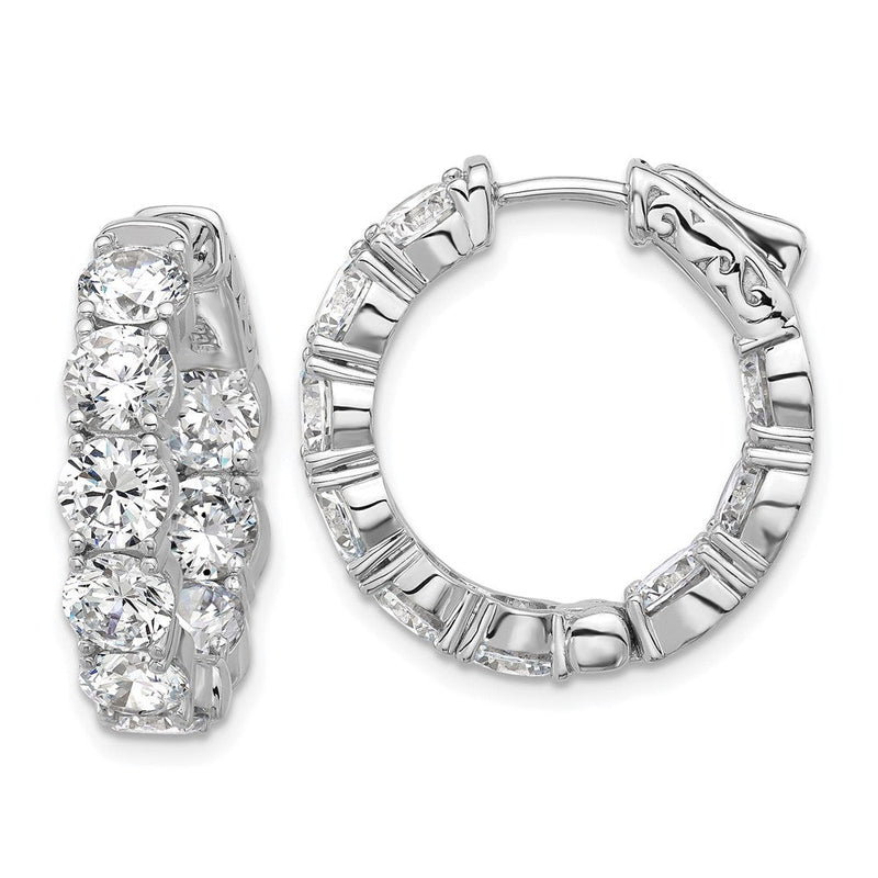 Sterlingsilber Rhodiniert 4.75mm Zirkonia in und Außen Klappbar Creolen