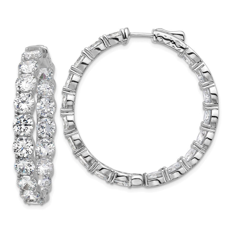 Sterlingsilber Rhodiniert 5.2mm Zirkonia in und Außen Klappbar Creolen