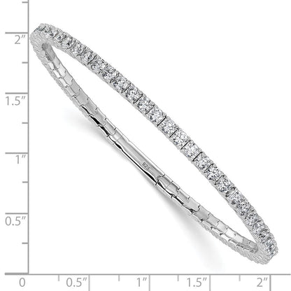 Sterlingsilber Rhodiniert Zirkonia 7 Zoll Flexibel Armreif Armband