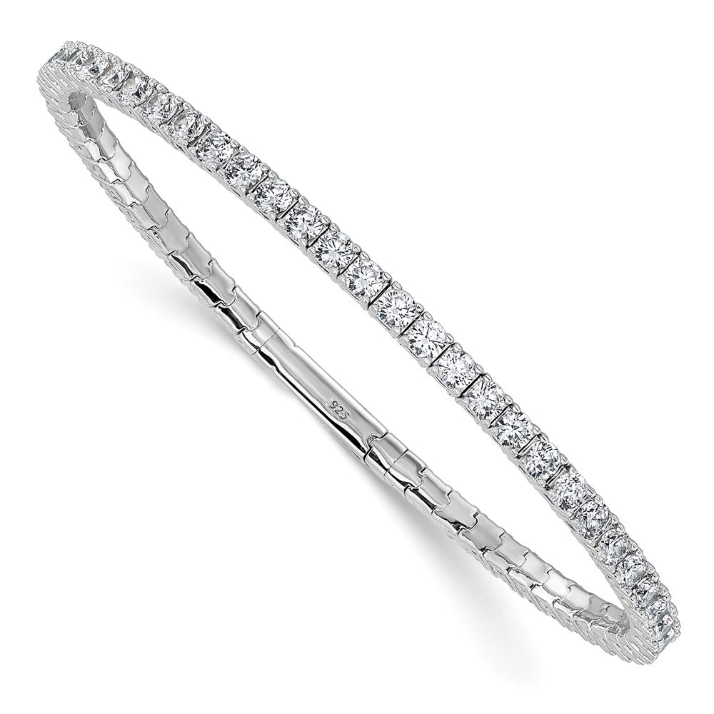 Sterlingsilber Rhodiniert Zirkonia 7 Zoll Flexibel Armreif Armband