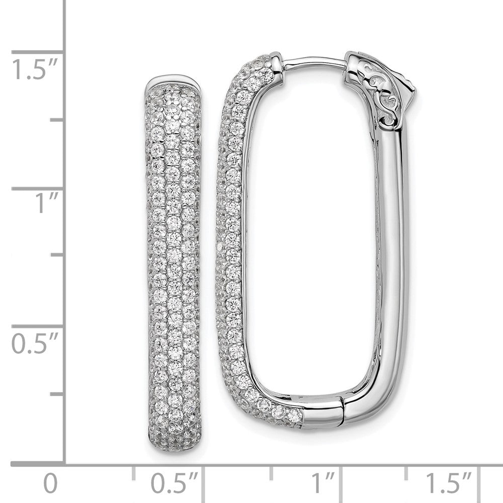 Sterlingsilber Rhodiniert Zirkonia Rechteck Klappbar Creolen