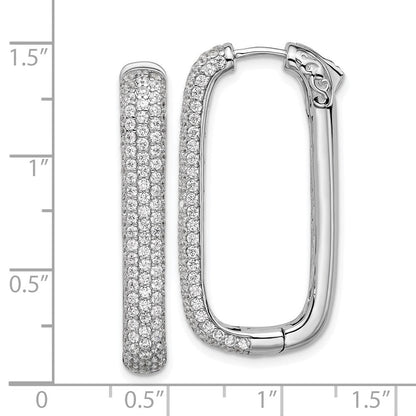 Sterlingsilber Rhodiniert Zirkonia Rechteck Klappbar Creolen