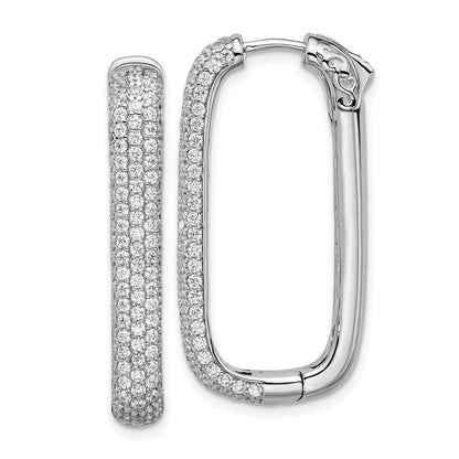 Sterlingsilber Rhodiniert Zirkonia Rechteck Klappbar Creolen