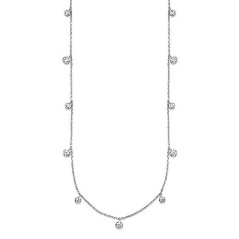 Sterlingsilber Rhodiniert Zirkonia 16 Zoll mit 2 Zoll Verlängerung. 9 Station Halskette