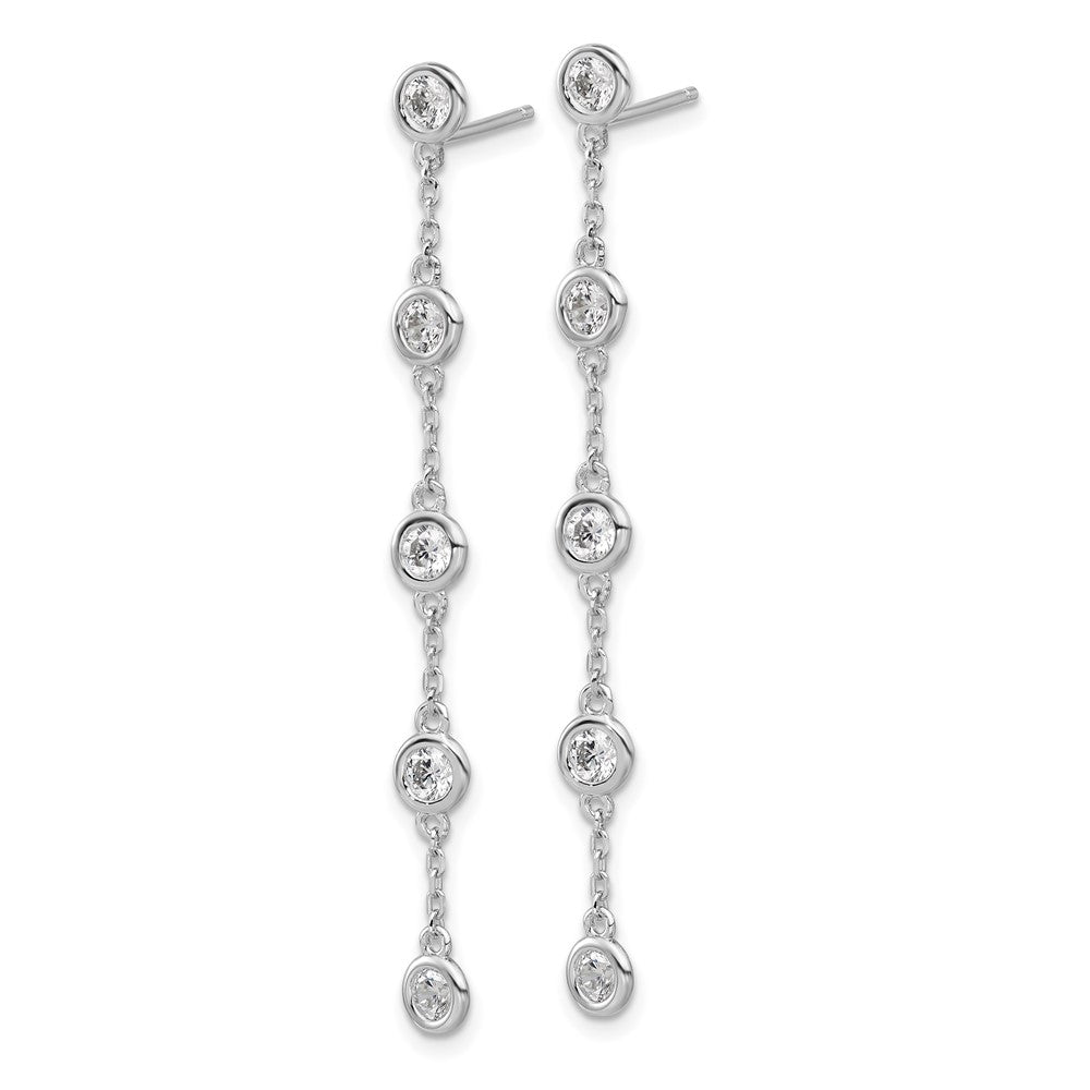 Sterlingsilber Rhodiniert Zirkonia 5 Station Hängend Ohrstecker