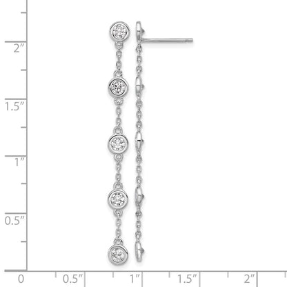 Sterlingsilber Rhodiniert Zirkonia 5 Station Hängend Ohrstecker