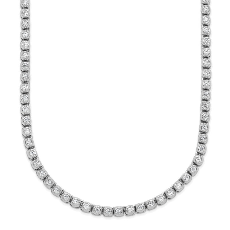 Sterlingsilber Rhodiniert 1.7mm Zirkonia Zargenfassung 20 Zoll Halskette