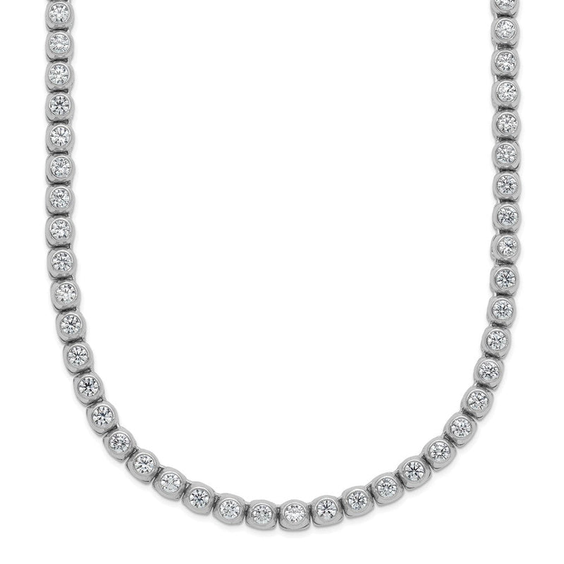 Sterlingsilber Rhodiniert 2.3mm Zirkonia Zargenfassung 20 Zoll Halskette