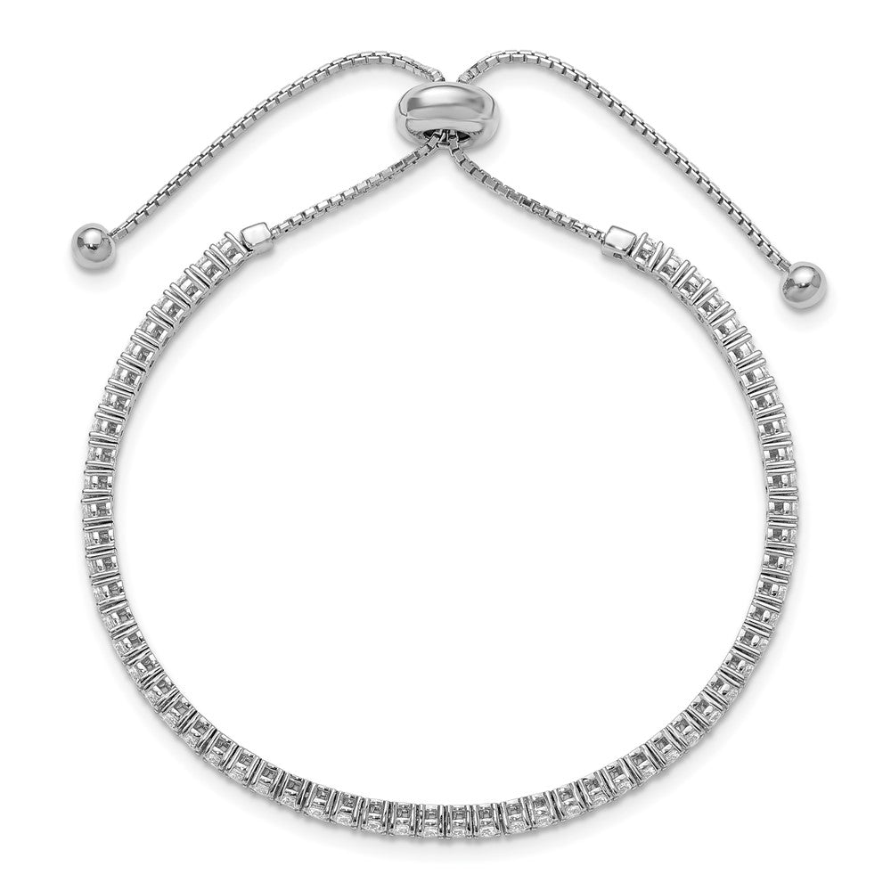 Sterlingsilber Rhodiniert 2mm Zirkonia Verstellbar Armband