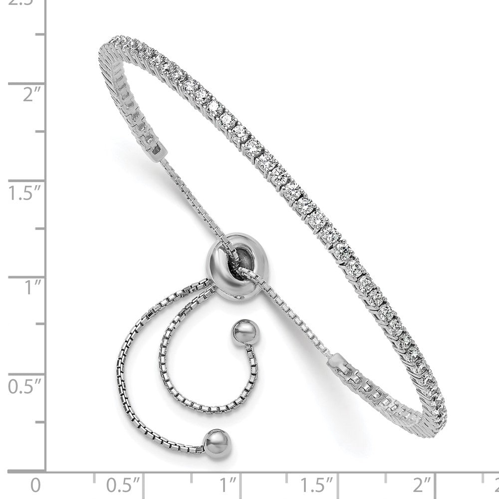 Sterlingsilber Rhodiniert 2mm Zirkonia Verstellbar Armband