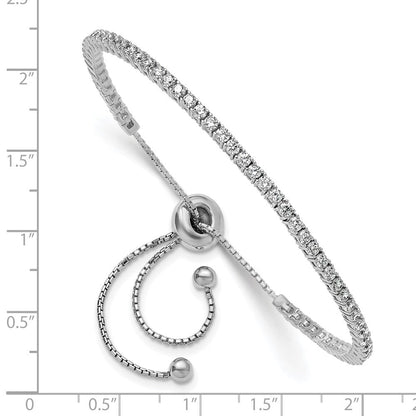 Sterlingsilber Rhodiniert 2mm Zirkonia Verstellbar Armband