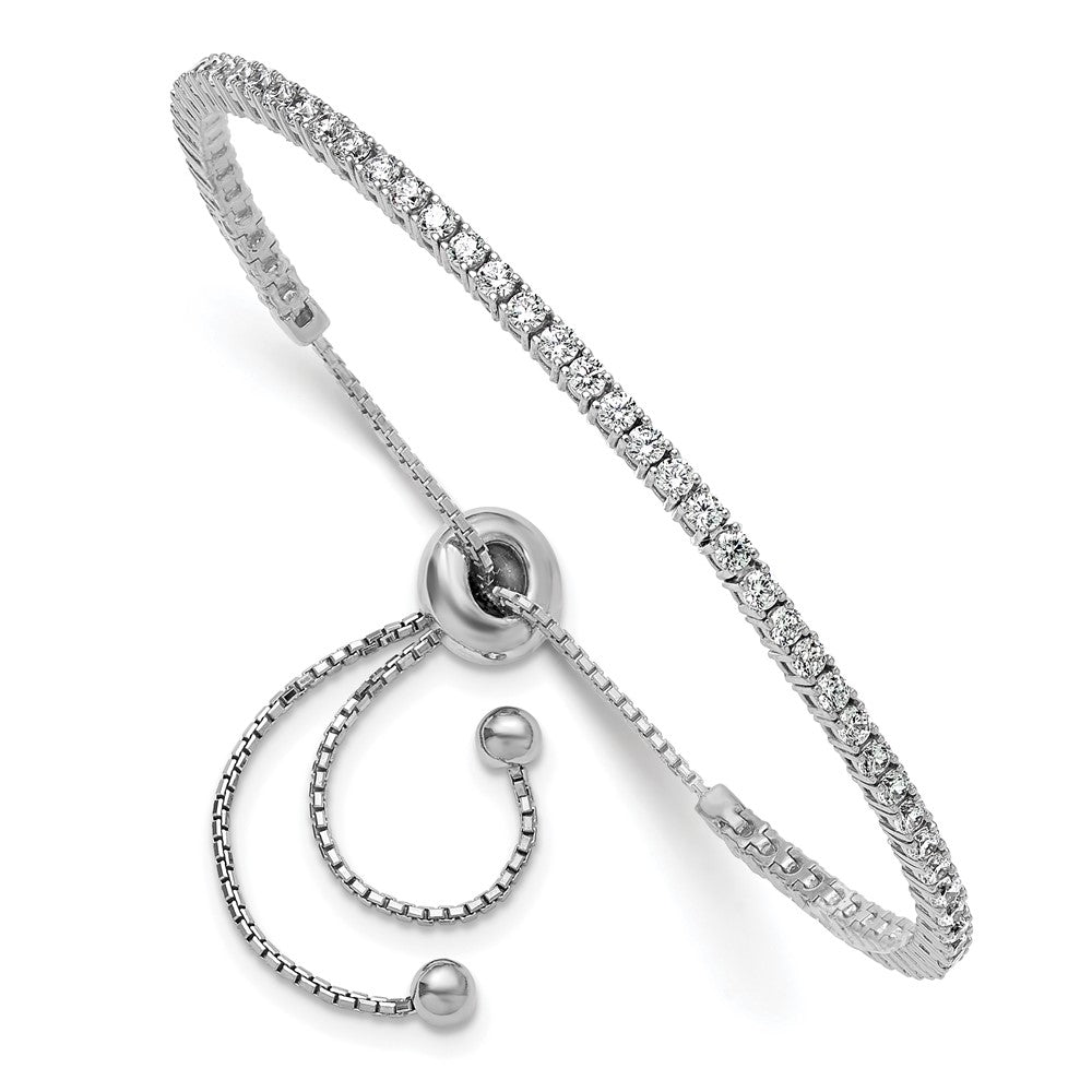Sterlingsilber Rhodiniert 2mm Zirkonia Verstellbar Armband