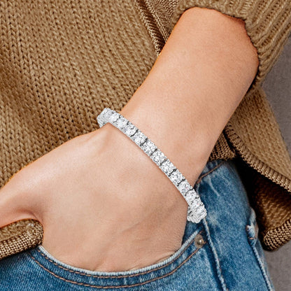 Sterlingsilber Rhodiniert 5mm Zirkonia 7 Zoll Armband