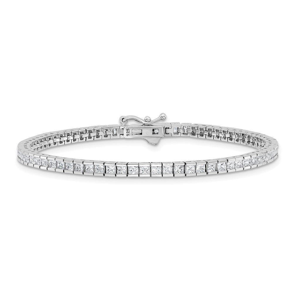 Sterlingsilber Rhodiniert Quadratisch 2x2mm Zirkonia 7 Zoll Armband