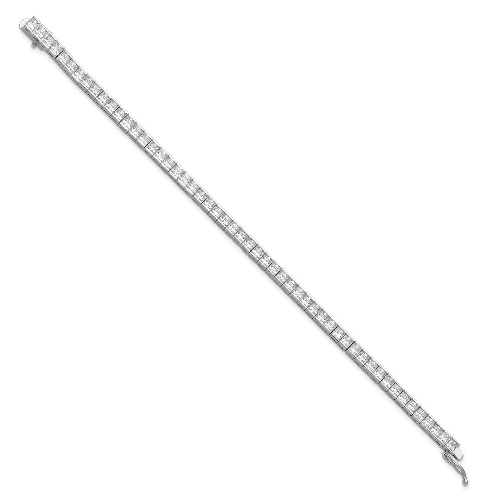 Sterlingsilber Rhodiniert Quadratisch 3mm Zirkonia 7 Zoll Armband