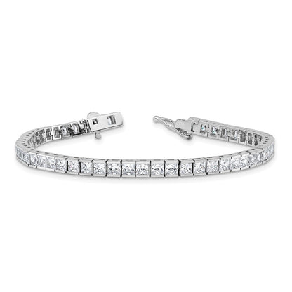 Sterlingsilber Rhodiniert Quadratisch 3mm Zirkonia 7 Zoll Armband