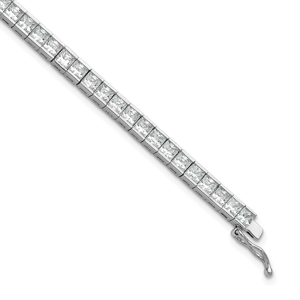 Sterlingsilber Rhodiniert Quadratisch 3mm Zirkonia 7 Zoll Armband