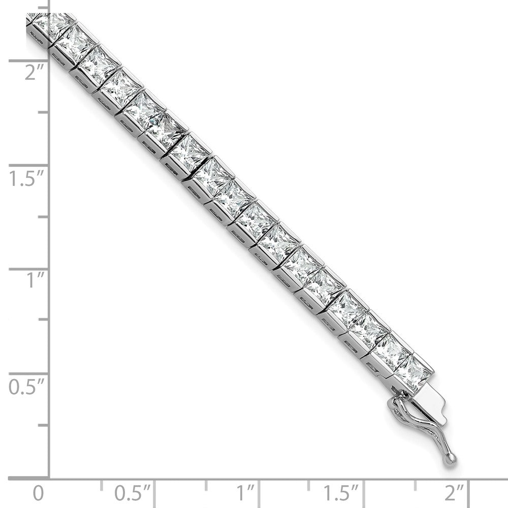 Sterlingsilber Rhodiniert Quadratisch 3.5mm Zirkonia 7 Zoll Armband