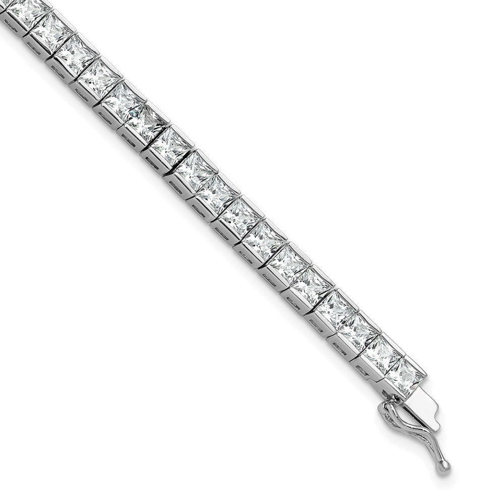 Sterlingsilber Rhodiniert Quadratisch 3.5mm Zirkonia 7 Zoll Armband