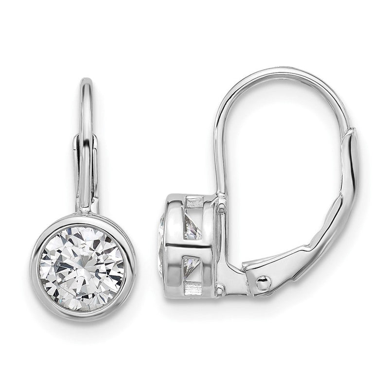 Sterlingsilber Rhodiniert Zargenfassung 5.5mm Zirkonia Ohrhänger mit Brisur