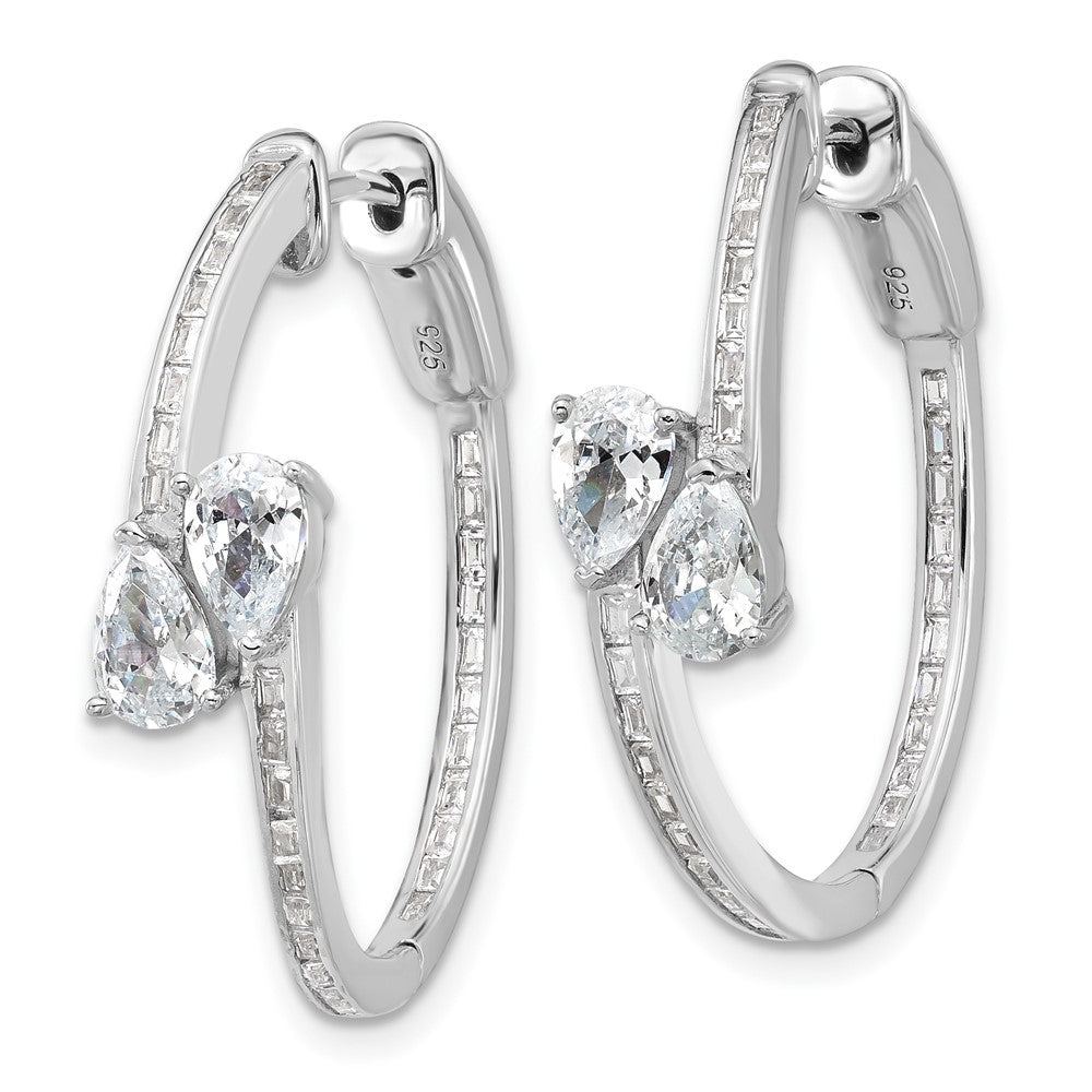 Sterlingsilber Rhodiniert Zirkonia Oval Klappbar Creolen