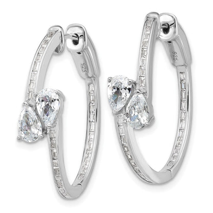 Sterlingsilber Rhodiniert Zirkonia Oval Klappbar Creolen
